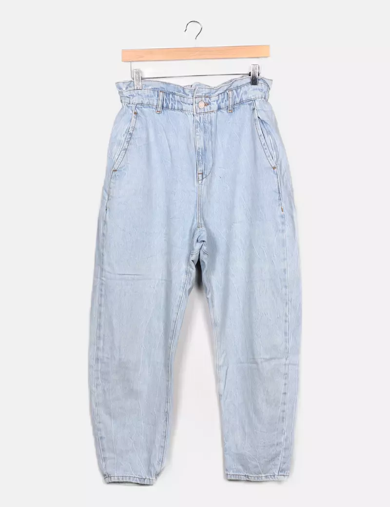 Blue denim paper bag Zara jeans
