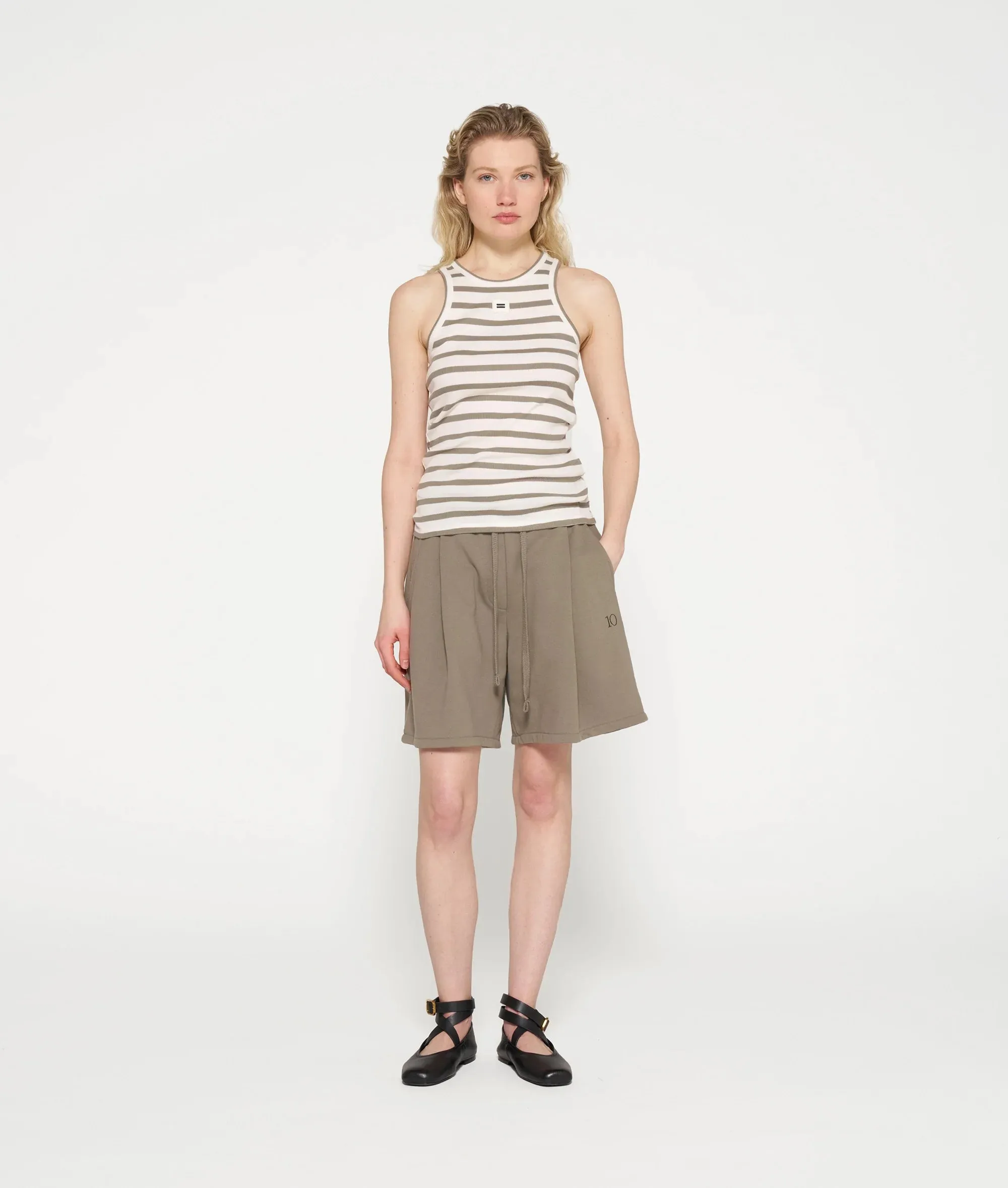 CAMISETA DE TIRANTES DE RAYAS DE 10DAYS -GRIS
