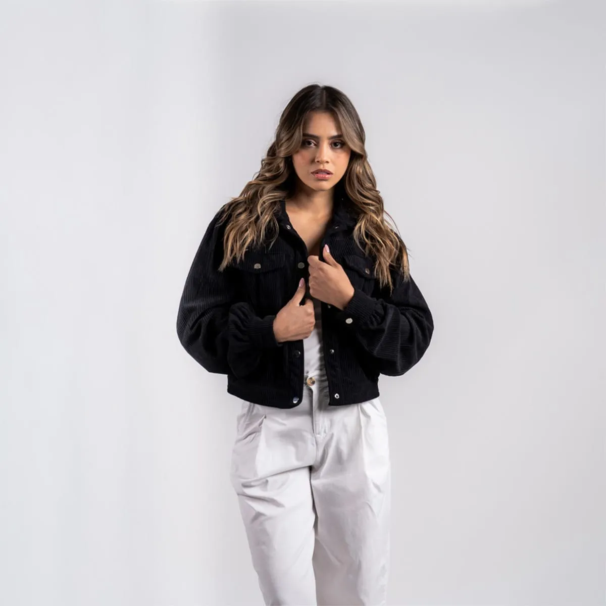 Corduroy Balloon Sleeve Jacket Now Onn