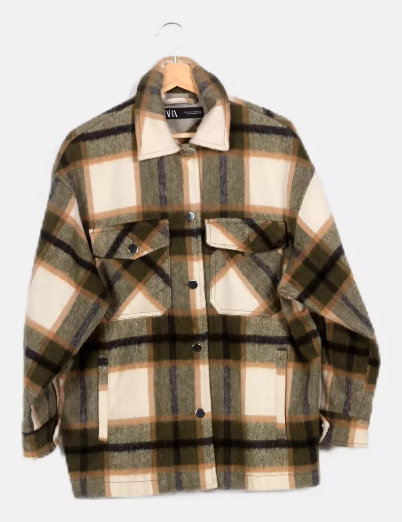 Green checkered Zara overshirt