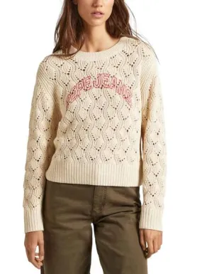 Pepe Jeans Grace Logo Beige Women's Jersey