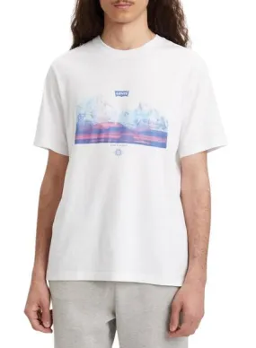 Levis White Printed Relaxed Fit Men's T-Shirt.