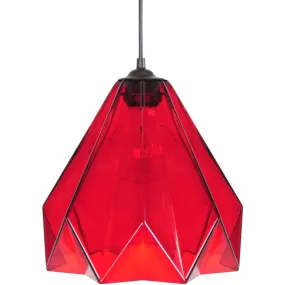 Lámpara cuadrada de vidrio rojo colgante