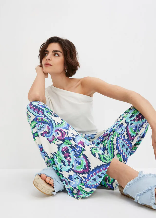Cream Blue Green Pants