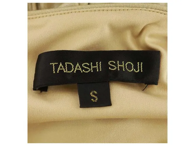 Vestido largo de tadashi Shoji Beige Dorado 