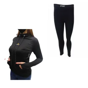Women's Set! Lycra Hoodie Sweatshirt + Thermal Leggings